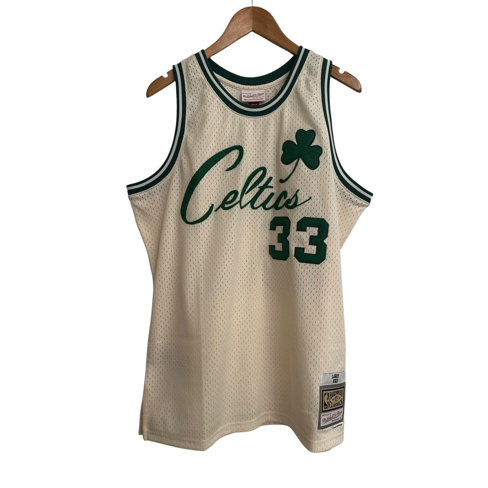 Mitchell & Ness Larry Bird Cream Boston Celtics Chainstitch Swingman Jersey L